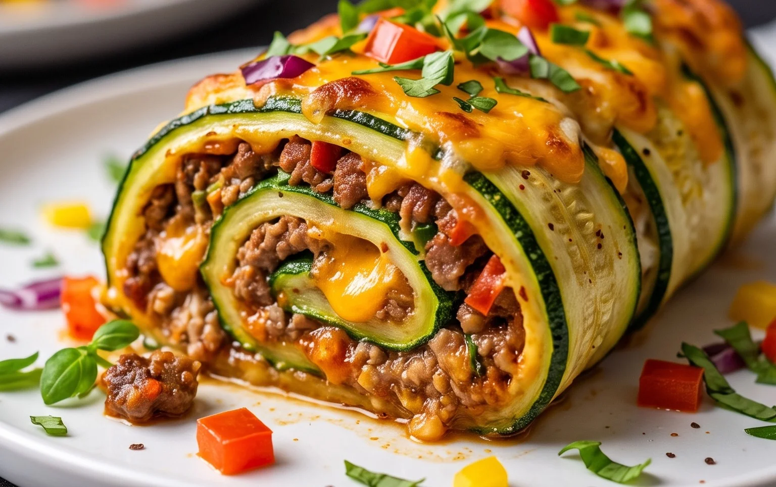 Leckeres aus dem Ofen: Zucchini-Hackfleisch-Rolle mit Cheddar